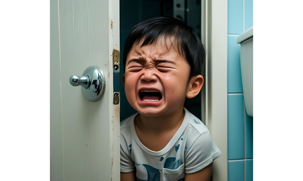 トイレのドアの付近でなく男の子
